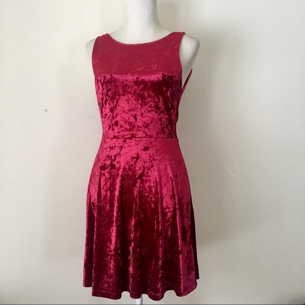 NWOT Divided Red Velvet Dress S